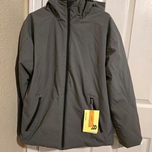 All In Motion Men's Hooded Coat Gray & Black Water Resistant‎ NWT Size Small